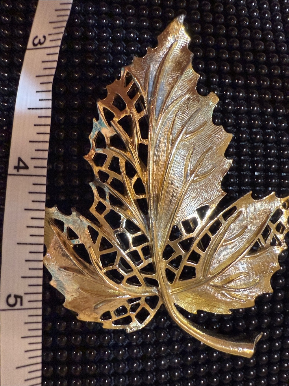 Coro Gold-Tone Filigree Leaf Brooch